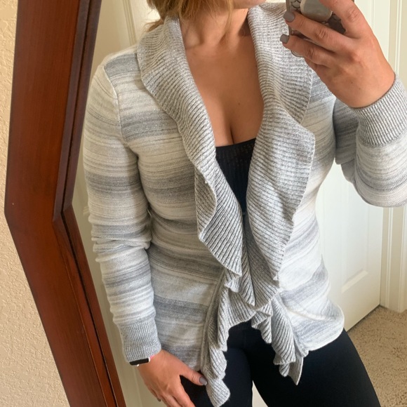White House Black Market Sweaters - WHBM silver ruffled cardigan